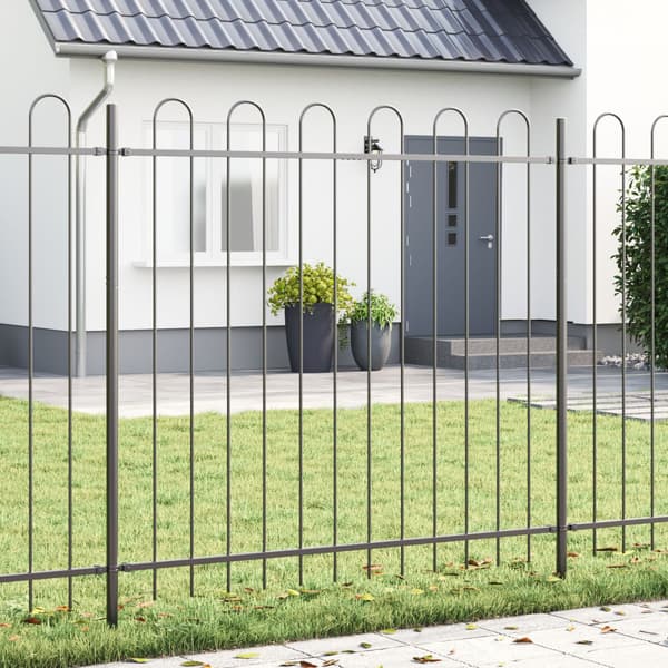 Trädgårdsstängsel 7 pcs Grå 11,9 x 1,5 m Pulverlackerad stål