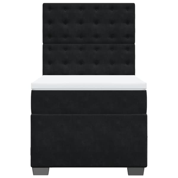 Ramsäng med madrass svart 90x190 cm sammet