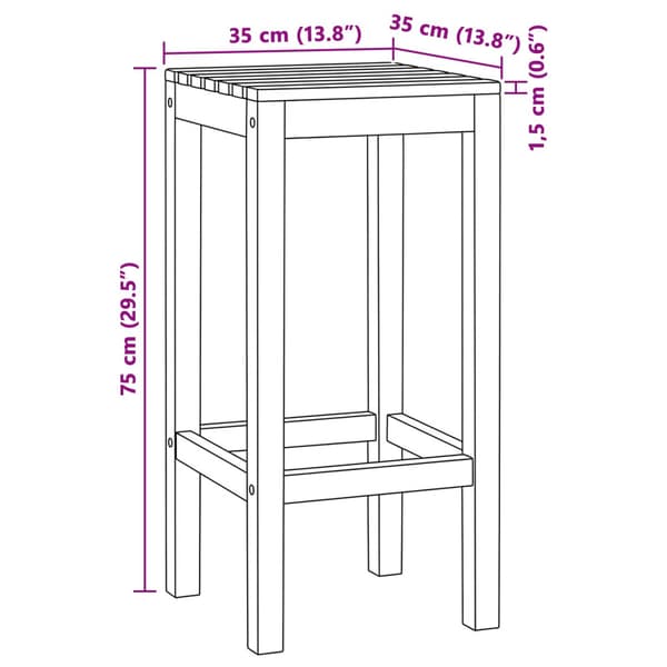 Barpall 2 pcs Brun Massivt teakträ