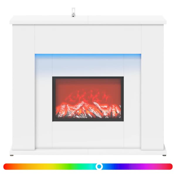 Eldstad med LED-slinga Vit 63 x 20 x 54,5 cm Konstruerat trä