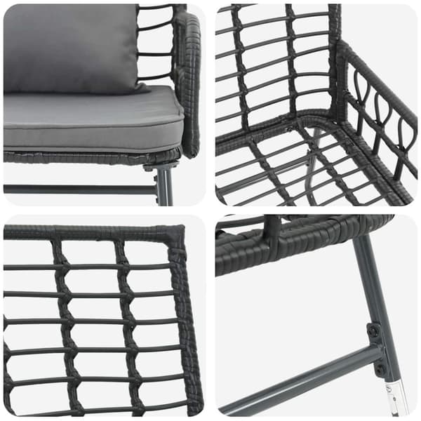 Trädgårdsmöbelset 3 pcs Svart och Anthracit konstrotting