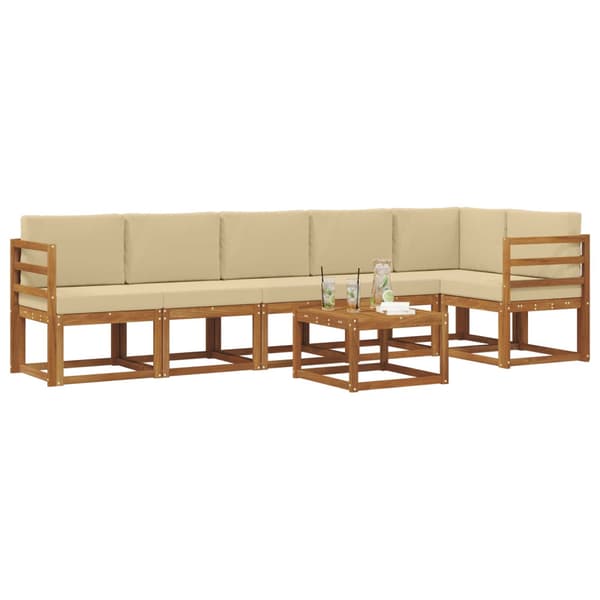 Utomhussoffset med kudde 7 pcs Naturlig och Beige