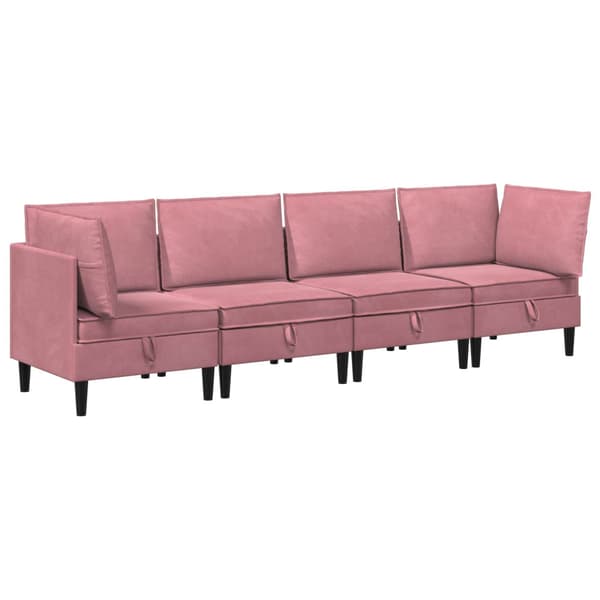 Möbelset för vardagsrummet med kudde 4 pcs Rosa Sammet