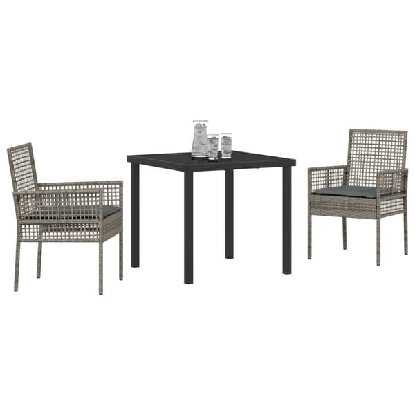 Trädgårdsmöbelset med kudde 3 pcs Grå konstrotting