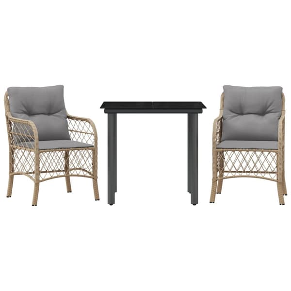 Bistrogrupp med dynor 3 delar mixbeige konstrotting