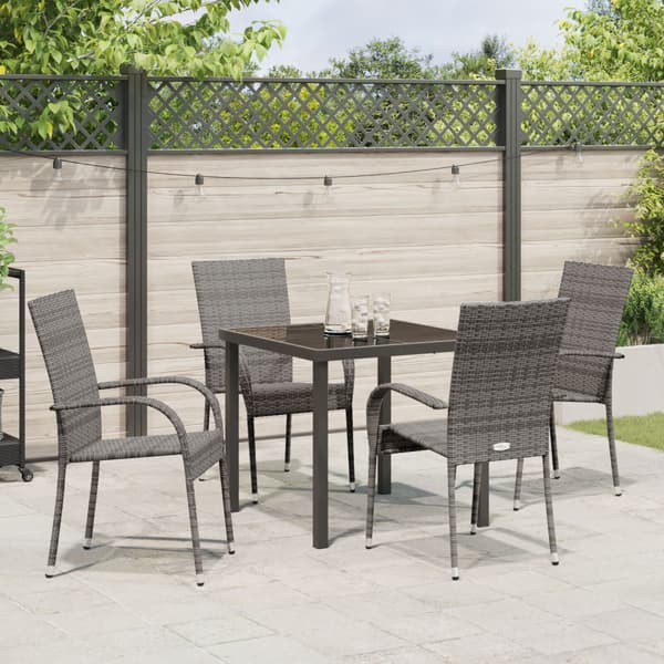Trädgårdsmöbelset 5 pcs Grå Pulverlackerat stål