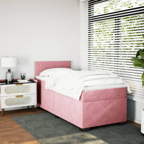 Ramsäng med madrass rosa 100x200 cm sammet