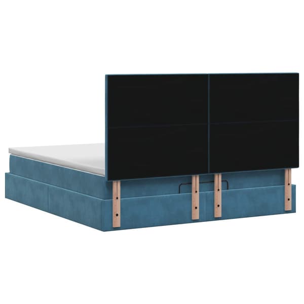 Ottoman säng med madrass Mörkblå 140 x 200 cm Sammet