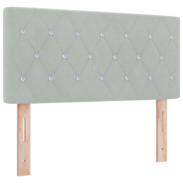 LED Box Säng med huvudgavel Ljusgrå 100 x 200 cm Sammet