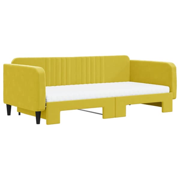 Dagbädd utdragbar och madrasser gul 100x200 cm sammet