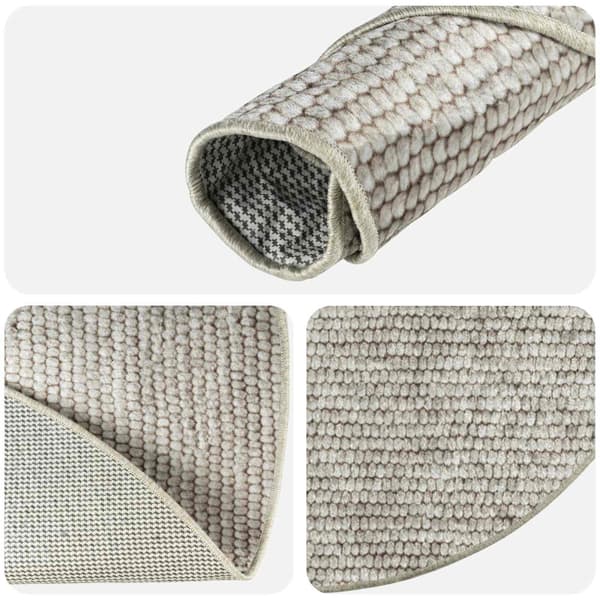 Matta Beige Ø 120 cm 100% Polyester 3 mm Tvättbar