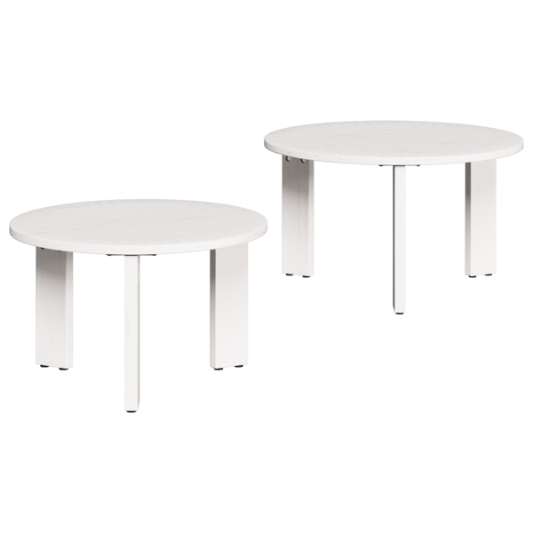 Kaffeebord 2 pcs Vit Massivt tallträ