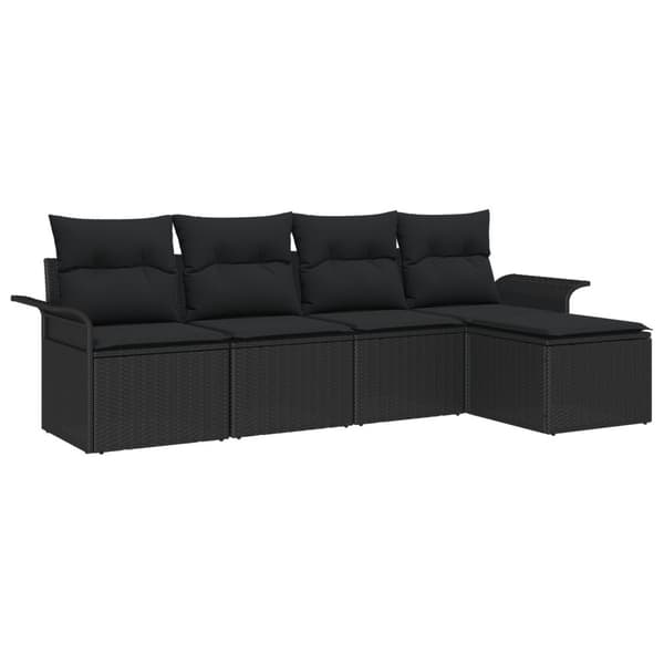 Utomhussoffa med kudde 5 pcs Svart konstrotting