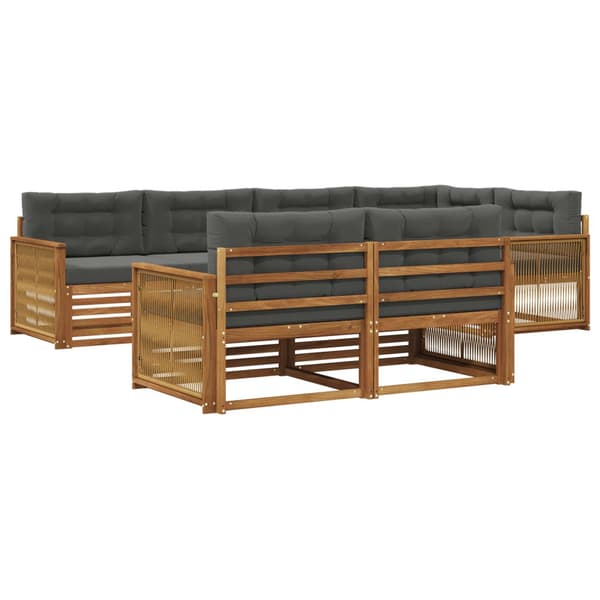 Utomhussoffset med kudde 7 pcs Naturlig och Antracit