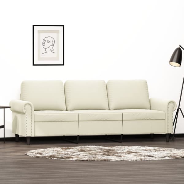 3-sitssoffa gräddvit 180 cm sammet