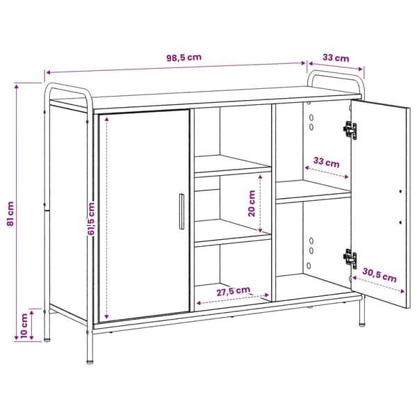 Sideboard Grå Sonoma 97 x 33 x 81 cm Konstruerat trä