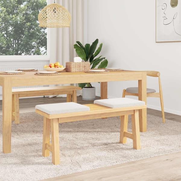 Bänk kudde 2 st Sherpa tyg Gräddvit Djup 35 cm