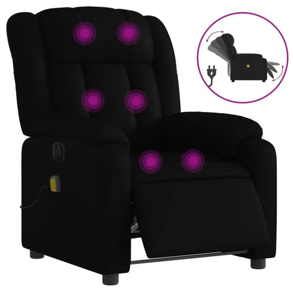 Elektrisk massagefåtölj svart konstläder