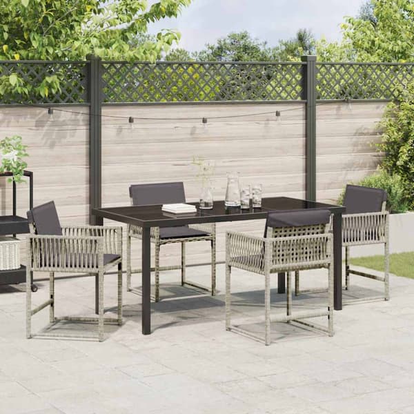 Trädgårdsmöbelset 5 pcs Ljusgrå konstrotting