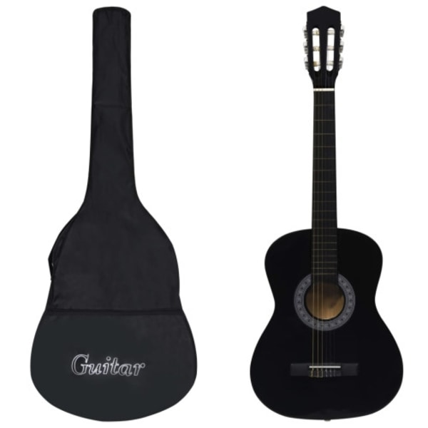 Gitarr för nybörjare med fodral klassisk svart 3/4 36"