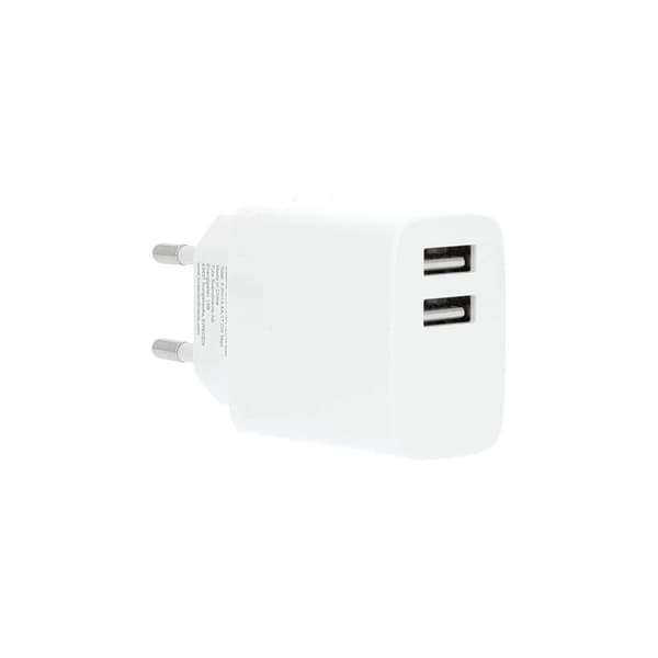 Charger 220V 2xUSB-A 3.4A White USB-C 2.0 Cable 1m
