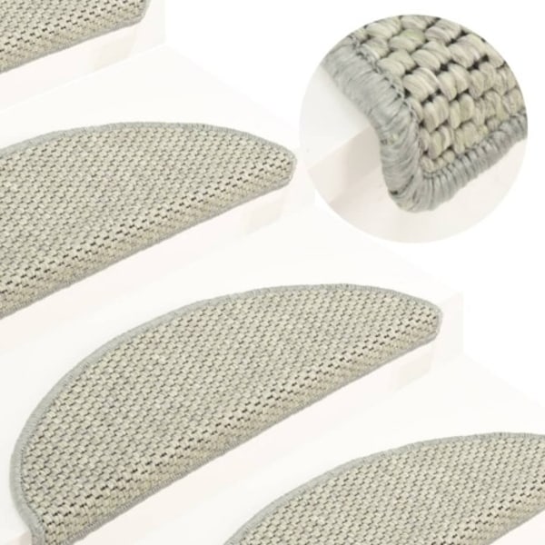 Trappstegsmattor självhäftande sisal 15 st 65x21x4 cm ljusgrön