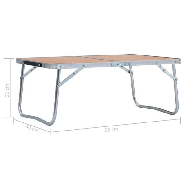 Hopfällbart campingbord brun aluminium 60x40 cm