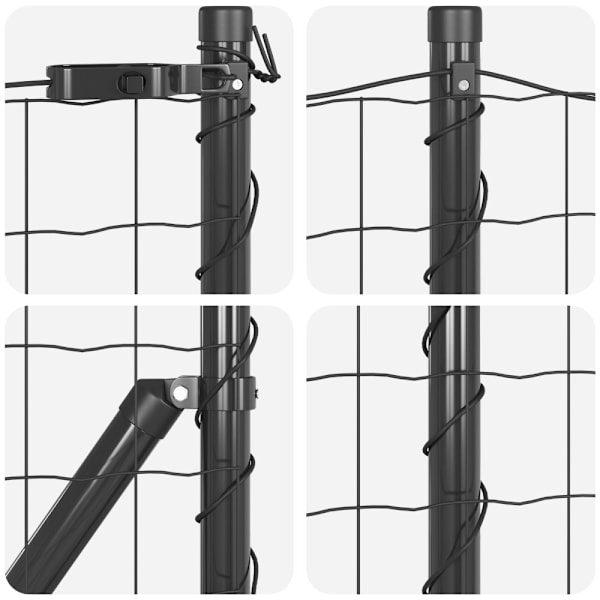 Stängsel med stolpe Grå 0,4 x 50 m Stål och PVC
