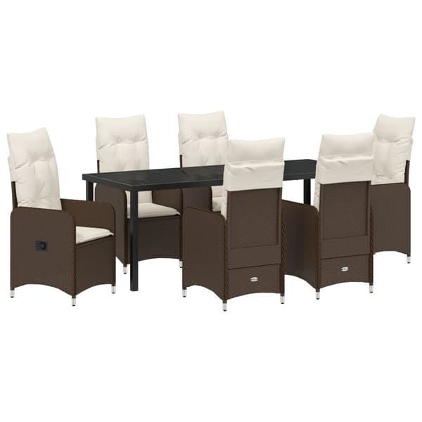 Trädgårdsmöbelset 7 pcs Brun konstrotting