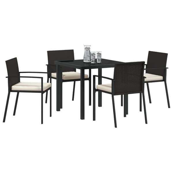 Trädgårdsmöbelset 5 pcs Svart Pulverlackerat stål