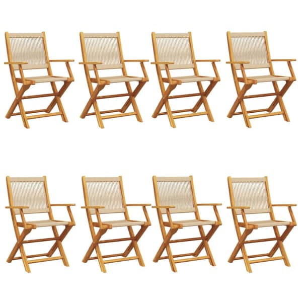 Hopfällbara trädgårdsstolar 8 st beige massivt akaciaträ