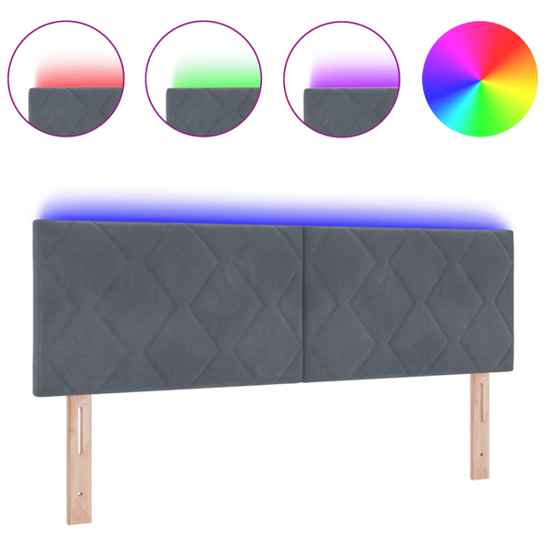 LED huvuddyna Mörkgrå 144 cm Sammet