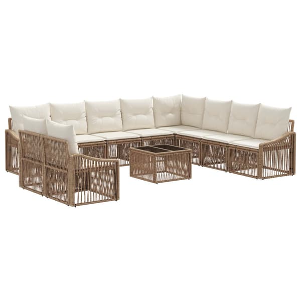 Trädgårdsoffset 11 pcs Beige konstrotting