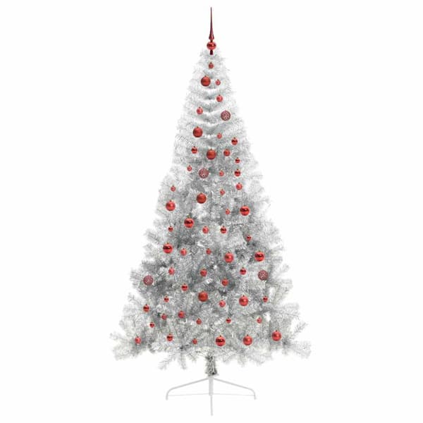 Konstgjord Förbelyst Julgran Silver 210 cm PET