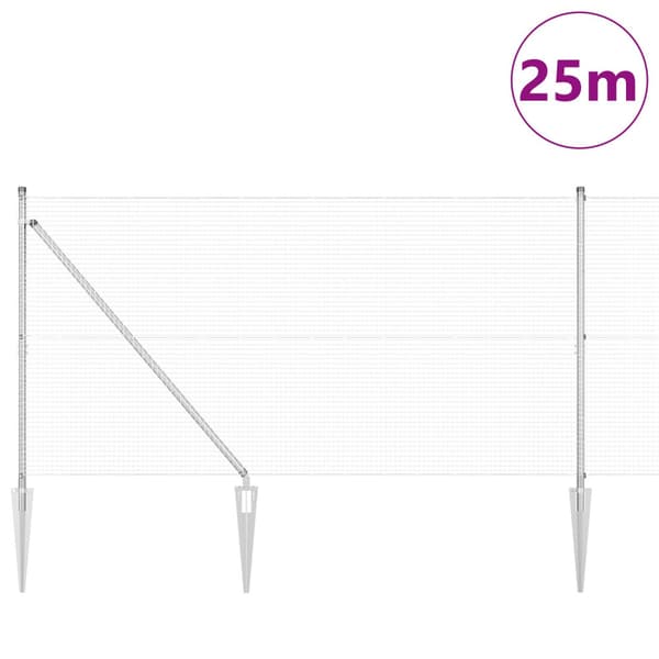 Stängselstolpe Silver 25 x 1,4 m (19 x 19 mm nät) Stål