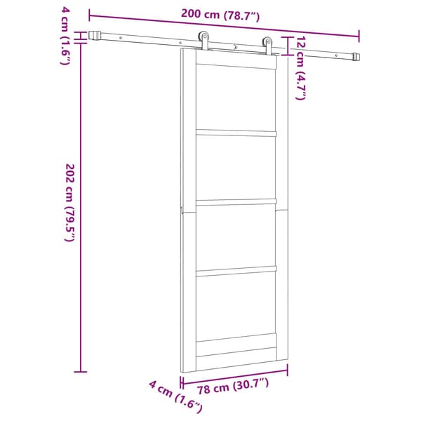 Skjutdörr 78 x 202 cm Konstruerat trä Vit