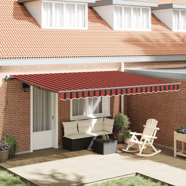Utfällbar markis orange och brun 450 × 350 cm