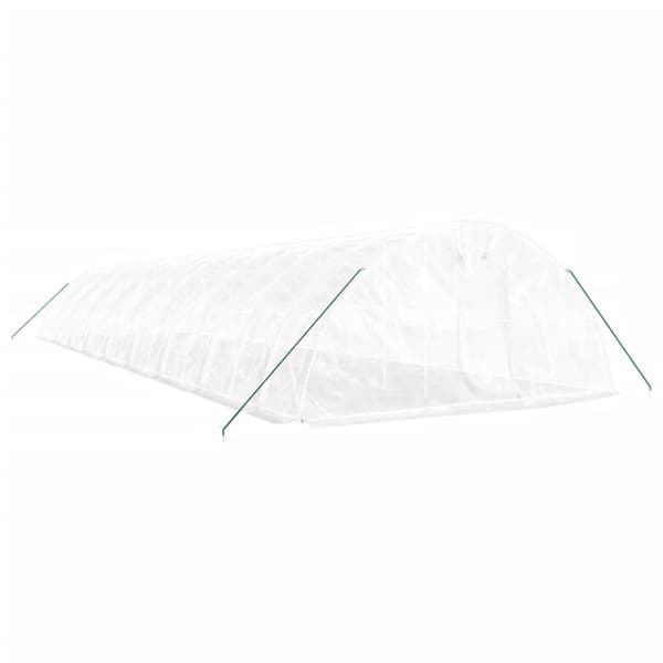 Växthus med stålram vit 90 m² 18x5x2,3 m