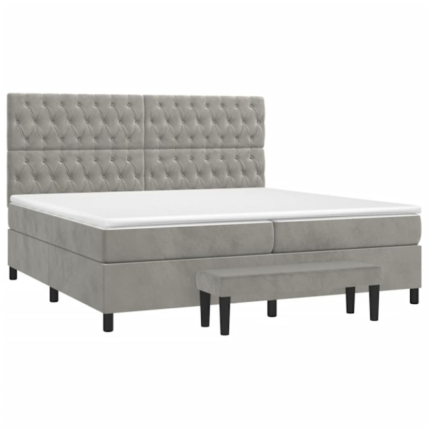 Ramsäng med madrass ljusgrå 200x200 cm sammet