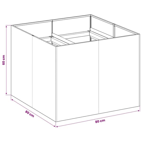 Trädgårdsplanterare Vit 80 x 80 x 60 cm Kallvalsat stål
