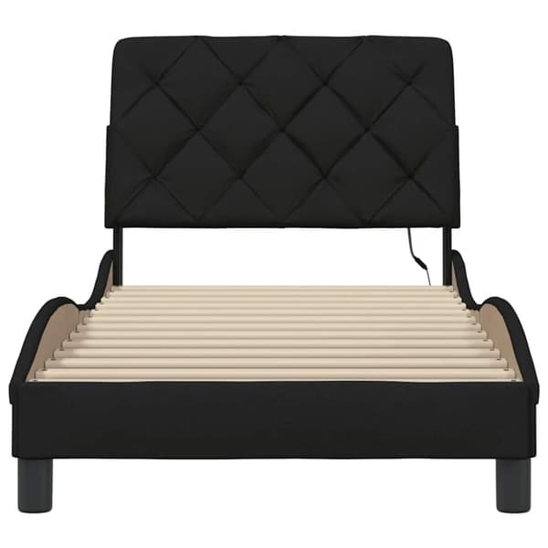Bed Frame with LED without Mattress Black 80x200 cm Fabric