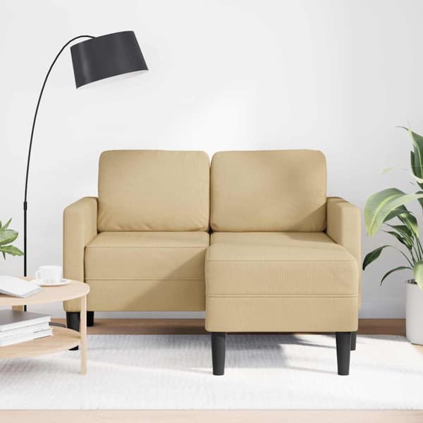 2-sitssoffa med schäslong L-formad grågrön 125 cm linne
