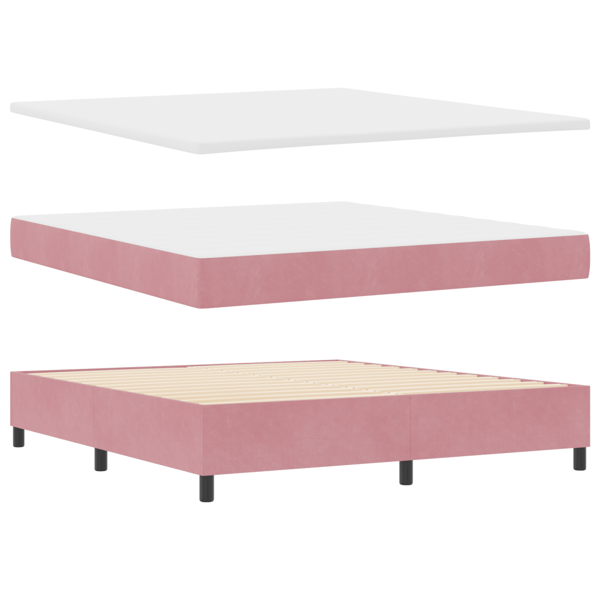 Bäddfjäder med huvudgavel Rosa 200 x 180 cm Sammet
