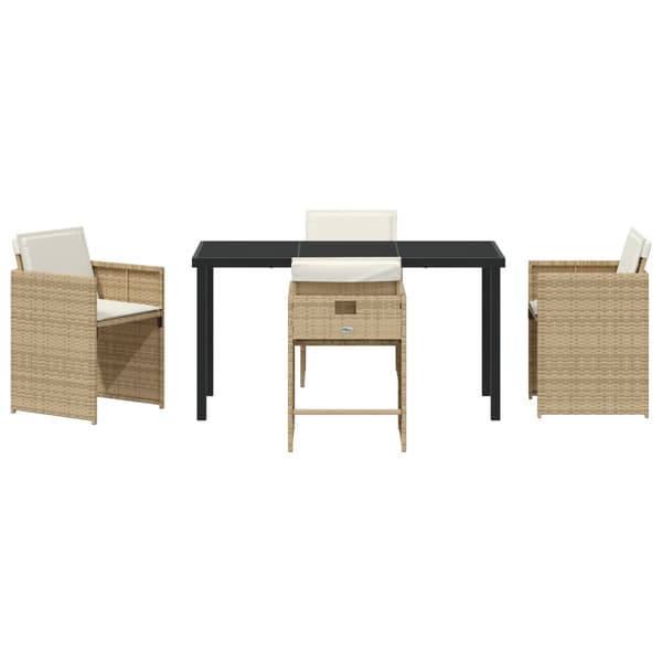 Trädgårdsmöbelset med kudde 5 pcs Beige konstrotting