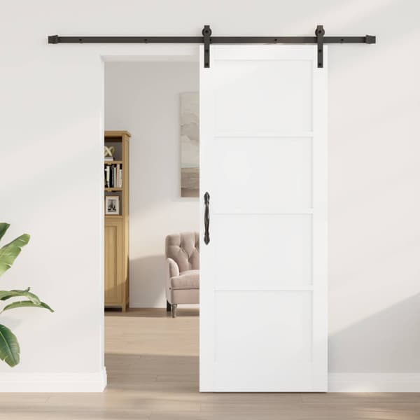 Skjutdörr 78 x 211 cm Konstruerat trä Vit och svart