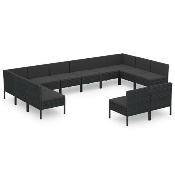 Loungegrupp med dynor 12 delar konstrotting brun