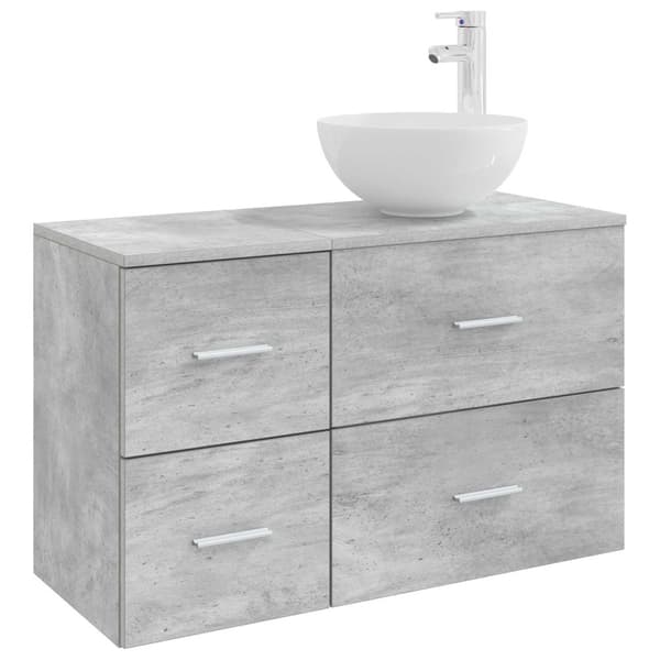 Badrumsmöbelset 2 pcs Betonggrå Konstruerat trä