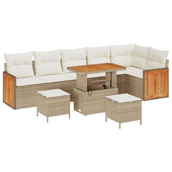 Trädgårdsoffset 11 pcs Beige och gräddfärgad konstrotting