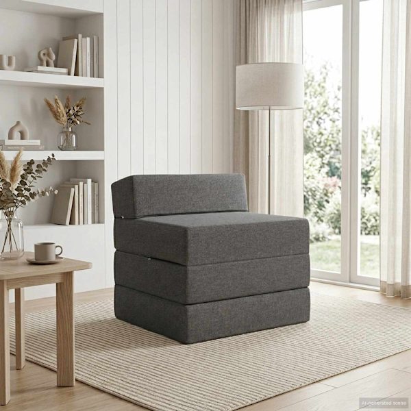 Fällbar Soffbed Ljusgrå 200 x 70 x 10 cm Tyg