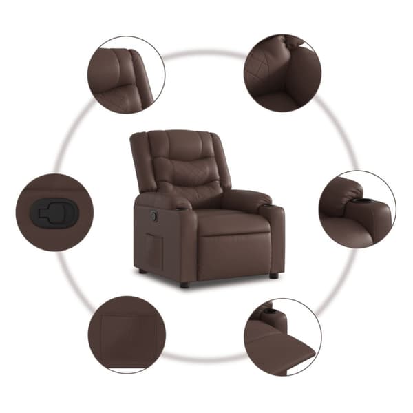 Reclinerfåtölj brun konstläder